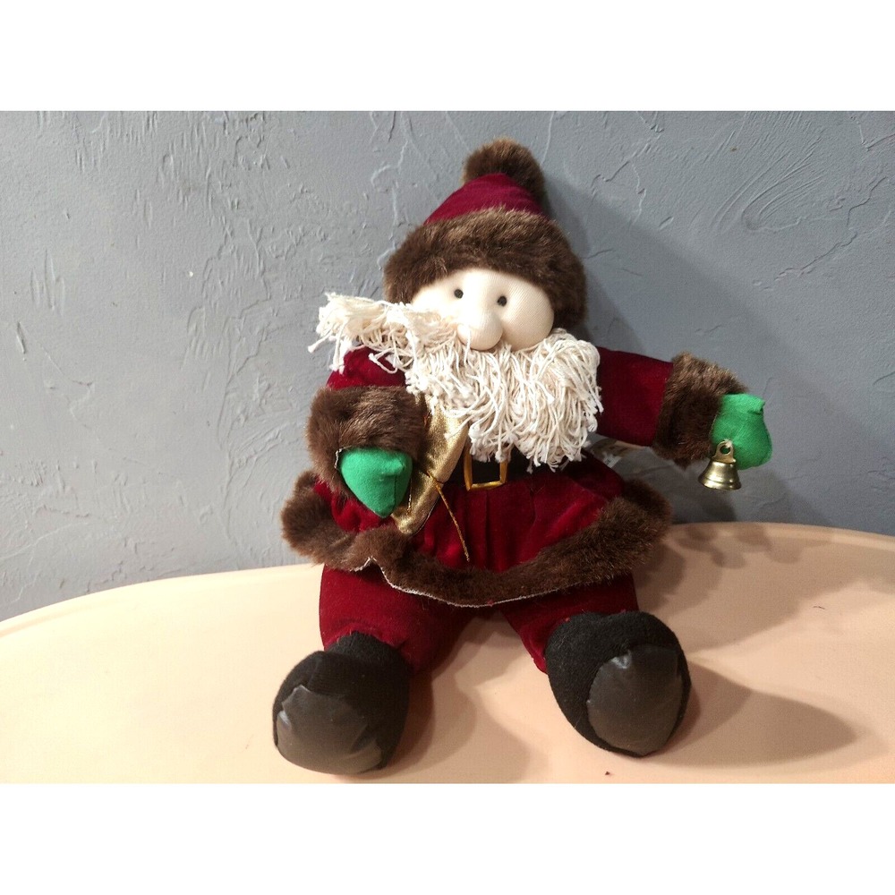 Santa Claus‎ sitting plush 10"in velvet Unbranded vintage